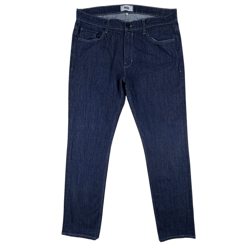 Paige‎ Normandie Mens Size 36x34 Dark Indigo Straight Leg Stretch Jeans USA Made